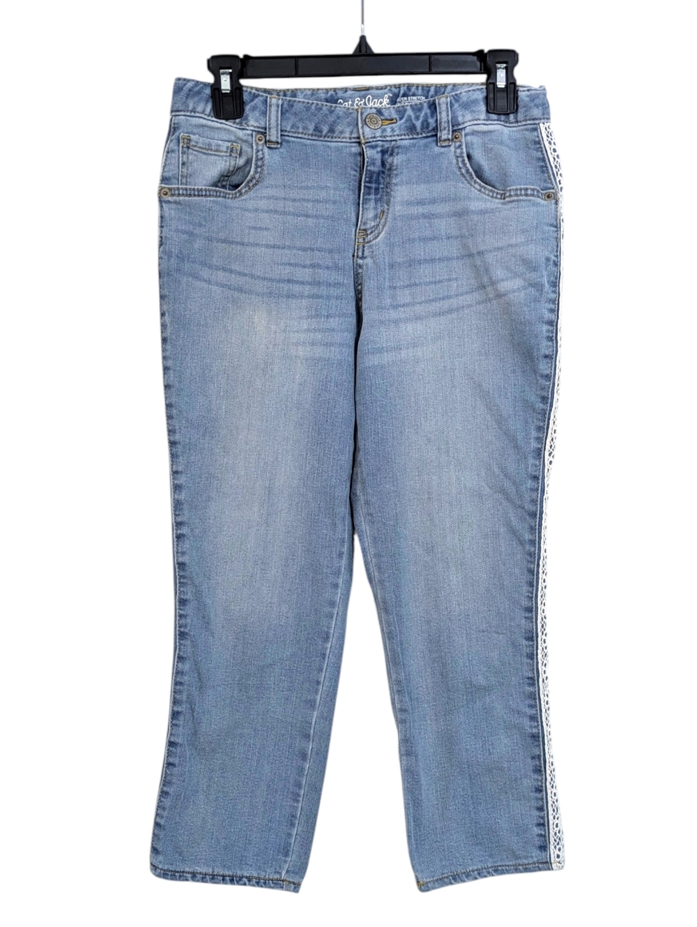 Cat & Jack Super Skinny Crop Jeans With Crocheted Side Stripe - Size 16 Girls